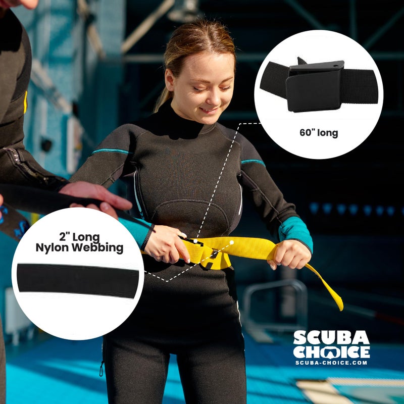 Scuba Choice حزام وزن غوص سكوبا تشويس بطول 60" وعرض 2" مع مشبك بلاستيكي، أسود - Image 2